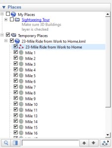 Expanding to see the individual components imported with the KML file